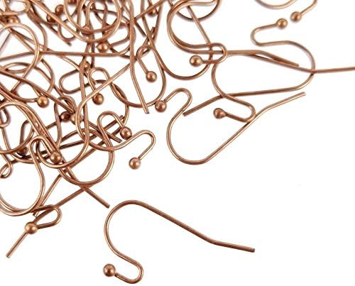 Antique Copper Solid Brass French Hook Earring Wires for Jewelry Making - Nickel Free (21 Gauge, 22mm)