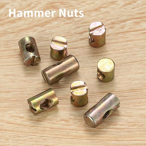 60 STK M6 Quermutterbolzen, Kreuz Dübel Barrel Muttern, Geschlitzt Metall Fassmuttern Fass-Mutter, Möbel Zylindermuttern, Symmetrisch Quermutter Muttern für Möbel Betten Stühle, 11mm 13mm 20mm 24mm