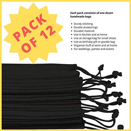 Cotton Blend Drawstring Bags for Storage, Wardrobe, Travel and Household Organization (8 x 10 inch - 12 pack) - Thumbnail 7