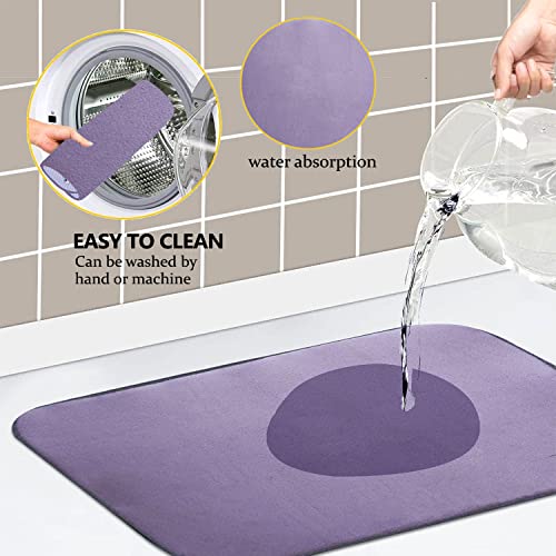 Image of Kuber Industries Microfiber Reversible Dish Drying Mat with Absorbent Parity for Kitchen 19 inchx 15 inch(Purple)