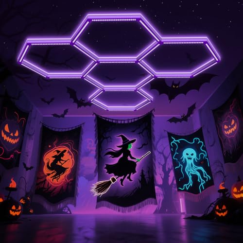 Lumière noire hexagonale UV 144W pour décoration de fête d'Halloween