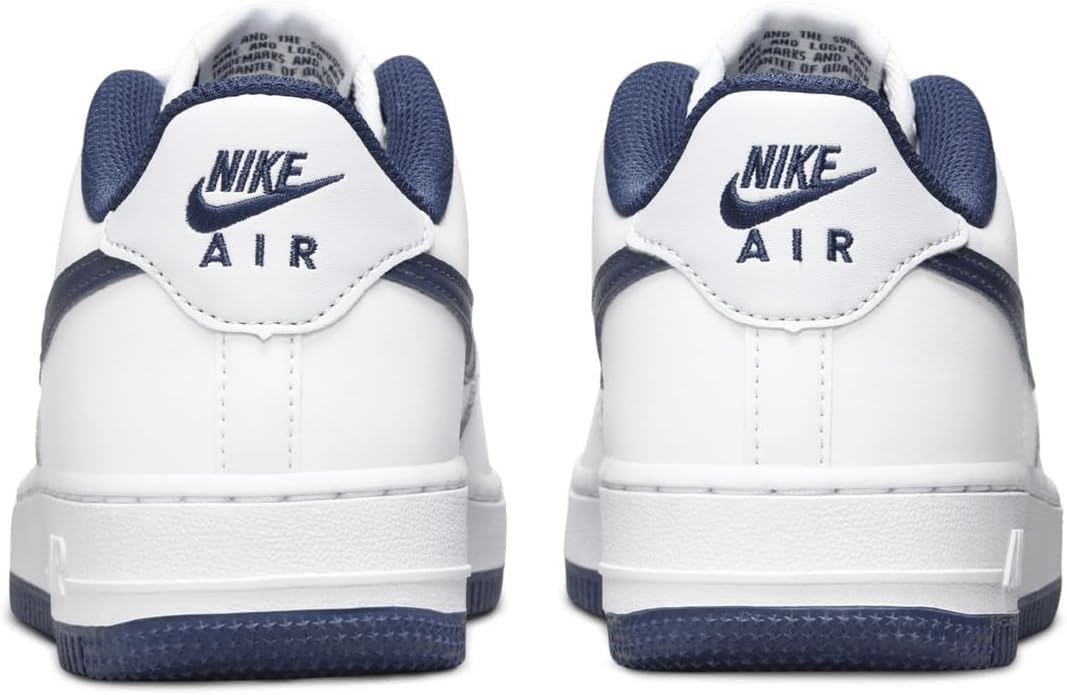 Nike Air Force 1 Big Kids' Shoes (FV5948-104, White/Midnight Navy-Football Grey) Size 4.5