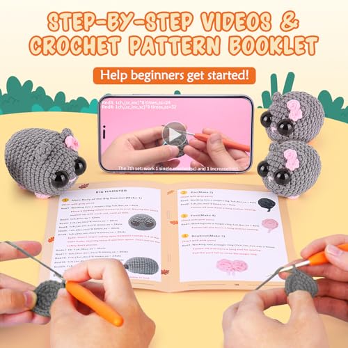 Image of Crochetta Beginner Crochet Kit with Step-by-Step Video Tutorials, Learn to Crochet for Adults & Kids, Knitting Craft Supplies, Hanging Plants Home Decor (40%+ Yarn)
