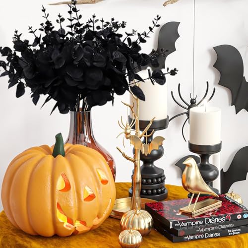XIMISHOP 18Pcs Halloween Black Eucalyptuses,Artificial Faux Black Eucalyptus Stems Branches for Halloween Party Home Decor Office Table Centerpieces DIY Flower Arrangement - Cosy Home Interiors XIMISHOP 18Pcs Halloween Black Eucalyptuses,Artificial Faux Black Eucalyptus Stems Branches for Halloween Party Home Decor Office Table Centerpieces DIY Flower Arrangement - Image 3