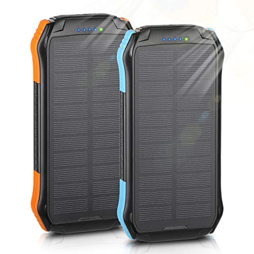 Solar Charger, ENEGON 2 Pack Outdoor Solar Panel Power Bank 12000mAh with 15 LEDs Flashlight and 2 Outputs-5V/2.1A & 1 Input for iPhone, Android Smartphones and Other Devices for Camping Hiking