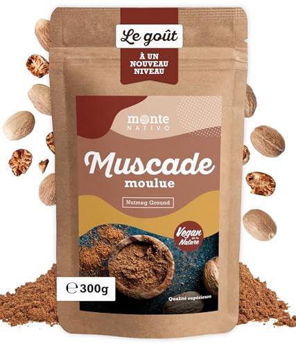 Noix de Muscade moulu Monte Nativo (300g) - Muscade moulu - Épices aromatiques séchées avec soin, idéales pour Cuisiner et Assaisonner - Arôme et Goût intenses