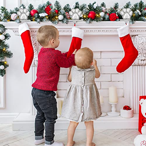 Hxezoc 2 Pack Dog Paw Christmas Stocking Holders 3D Silver Metal Mantel Pet Paw Stocking Hangers For Christmas Fireplace Mantel Decorations Christmas Holiday Supplies #TOP6