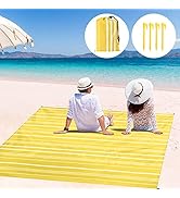 Odoland 10'x9' Beach Blanket, Extra Large Waterproof Sandproof Picnic Camping Blanket for 4-8 Adu...