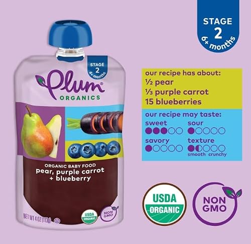Plum Organics | Stage 2 | Organic Baby Food Meals [6+ Months] | Fruit & Veggie Variety Pack | 3.5 Ounce Pouch (Pack Of 18) - Thumbnail 3
