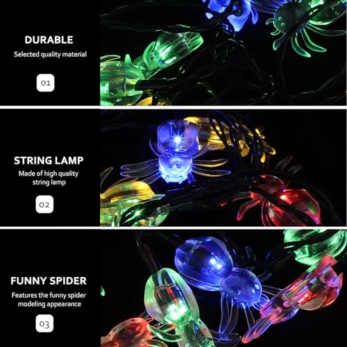 Luces solares LED en cadena con arañas multicolor 5 m miniatura 5