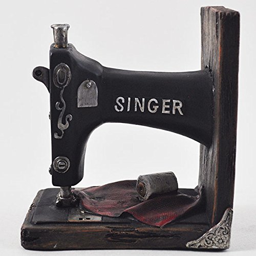 Fiesta Studios Buchstützen mit Singer Nähmaschinen-Design, schwer: Metall, Schwarz, 2 Stück, Höhe: 14 cm, Breite: 12.2 cm, Tiefe: 9.1 cm, Gewicht: 1,2 kg