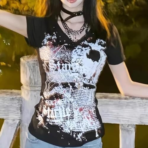 Image of Kawaii Cutecore Harajuku Vintage Y2k 2000s Tops Summer Goth Emo Alt Short Sleeve Graphic Tee