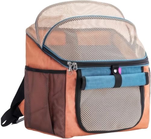 OXIZER ペットキャリー 自転車バスケットバックパック 大容量 通気性 軽量 折り畳み 両開き 牽引ロープ付き 防脱設計 取り付け簡単 多機能 犬 リュック 猫 きゃりーバッグ 猫/小型犬/小動物用 車載、外出、旅行、散歩、通院、防災に最適 (オレンジ