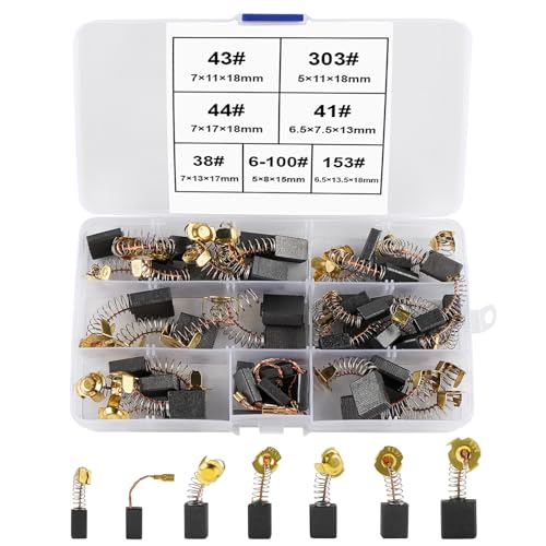UYUYong 44 piezas Cepillos de Carbono Motor Escobillas de Carbón para Herramienta Eléctrica Genérica Motor de Repuesto para Reparación de Herramientas Eléctricas Universales -7 Tamaños