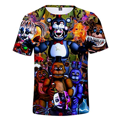 CTOOO Five Nights At Freddy Impresión Digital 3D Adulto Camiseta Manga Corta para Hombres Y Mujeres XXS-XXXL