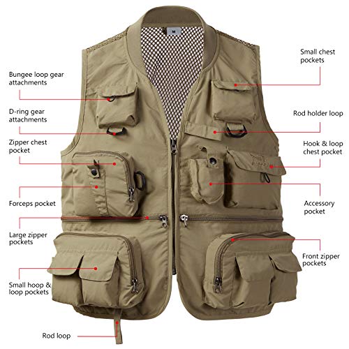 BASSDASH Versatile Men's Women's Fishing Photography Vest with Mesh Back 6 Sizes3