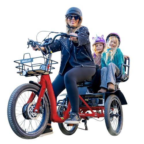 Image of EMOJO Bull Trail 8.5 inch Low Step Through Electric Tricycle for Adults with Passenger Seat, Long Range Seniors ETrike with Differential, 500W 7 Speed Three Wheel Electric Bike (Without Assembly, Red)