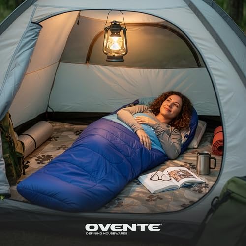 OVENTE Camping Sleeping Bag, Lightweight Waterproof, Blue SBHW001BL miniatura 2