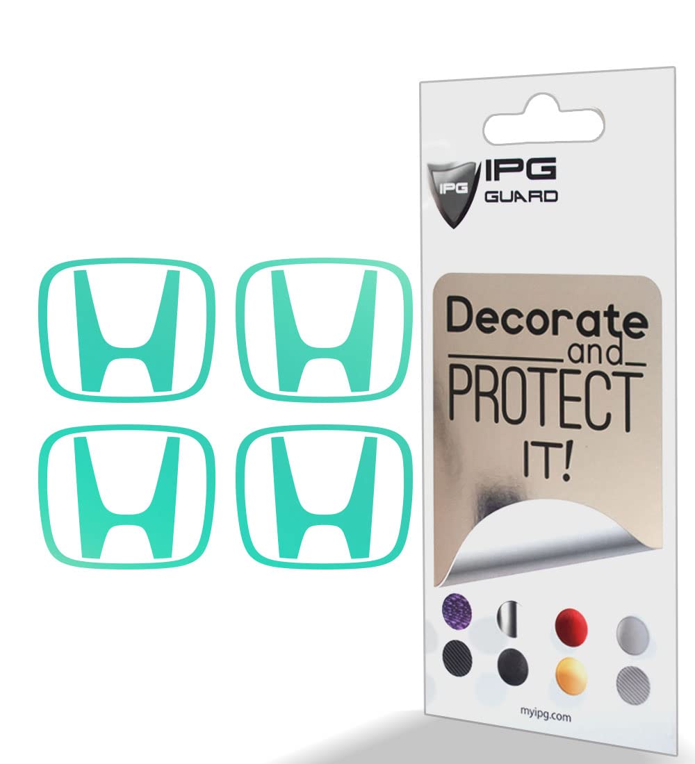 IPG Compatible with Accord Civic Element CRV CRZ JDM Center Cap Overlay Wheel Tire Decals Stickers (Logo: 2" / Center Cap:2.25") (4 Units) Personalize Your Vehicle (Coral - Blue)