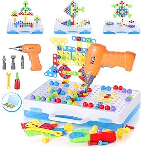 Kunmark Building Block Games Set with Toy Drill & Screwdriver Tool Set | Educational Building Blocks Construction Games| Develop Fine Motor Skills – Best Kids Toys for Boys & Girls