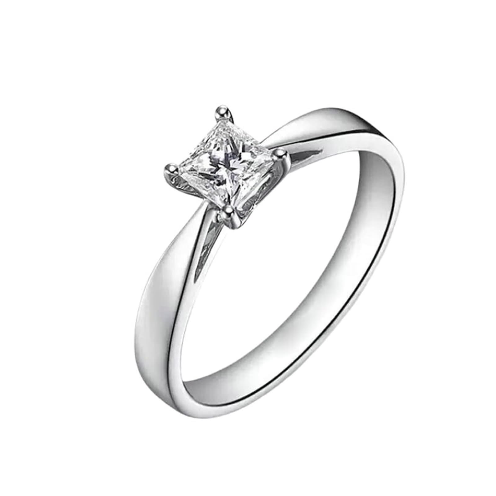 Pierścionek damski na kciuk, biżuteria damska, 0,4 ct, diament o szlifie księżniczki, białe złoto/platyna