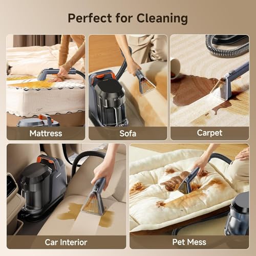 Image of Uwant Carpet Cleaner Machine 18Kpa Portable Carpet Cleaner for Cars Couch, 2in1 Water Tank Upholstery Cleaner, Spot Cleaner with Cleaning Tools, 2.4 Liter Set of 1