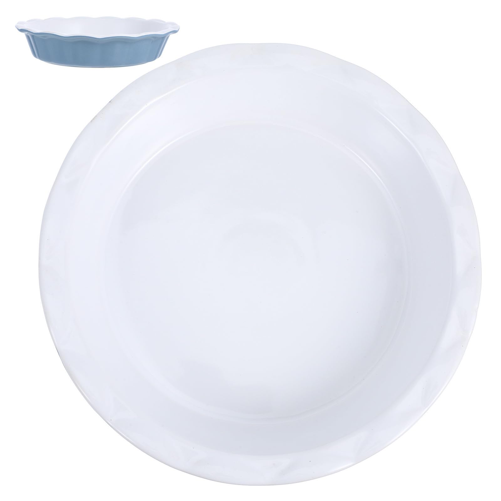 Plat à Tarte Rond en Céramique Bord Ondulé Antiadhésif, Plat à Four Profond pour Réunions Familiales et Petites Fêtes