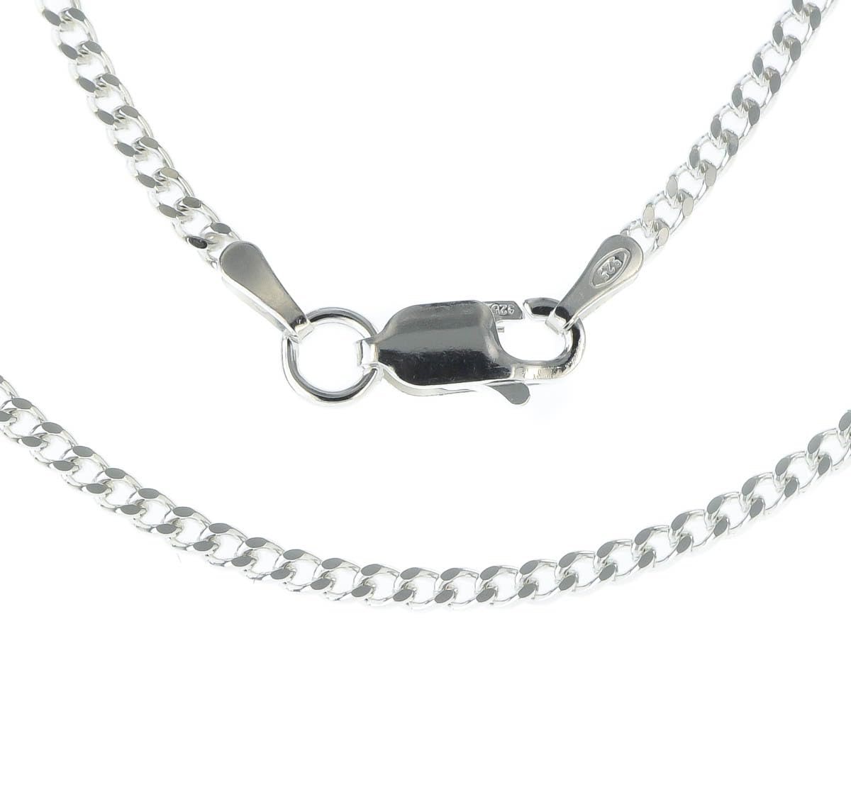 Collar de cadena fina de plata de ley de 2 mm, 40,6 a 61 cm, en caja de regalo