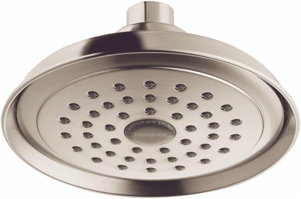 hansgrohe Joleena 6-inch Showerhead Transitional 1-Spray Full with QuickClean in Brushed Nickel, 04780820, 1.75 GPM