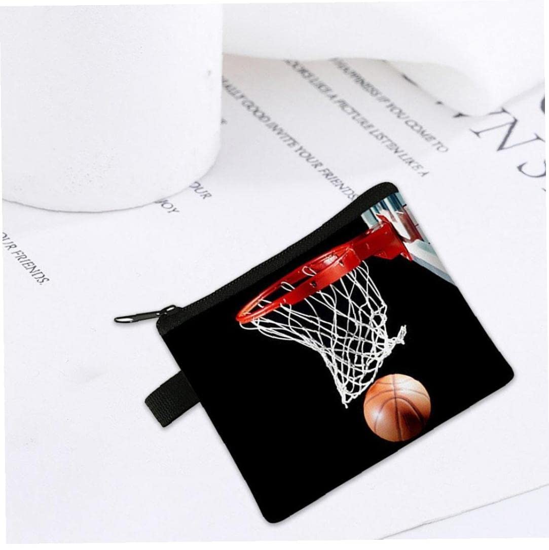 Mini Porte-Monnaie Basket/Foot - 13.5x11cm, Polyester, Fermeture Éclair, Pour Enfants Ou Adultes