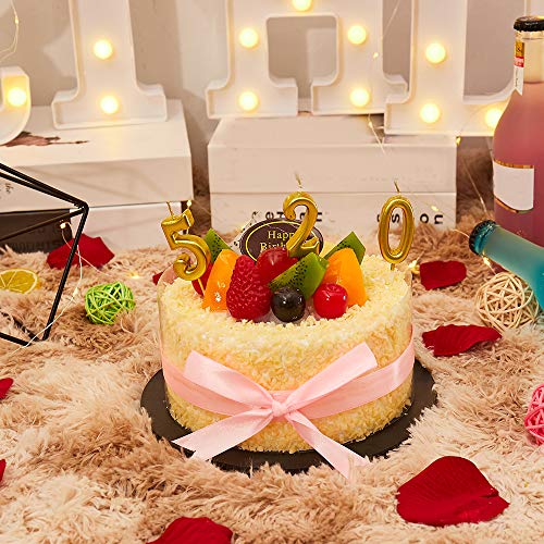 10 Pieces Birthday Candles Cake Numeral Candles Number 0-9 Glitter Cake Topper Decoration For Party, Wedding, Bottle Service, Night Club,Kids ,Adults (Gold) #TOP3