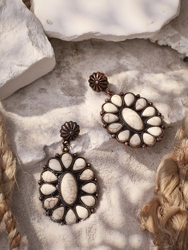 MINACHI Vintage Bohemian Created White Turquoise Dangle Drop Earrings, Boho Summer Jewelry Gift for Women (4)3