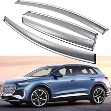 Sun/Rain Guards Compatible with Audi Q4 e-tron 2022-2023, Side Window Visors, Window Deflectors, Vent Shade Deflector, 4 Pcs Tape-On, Easy Installation, Chrome Trim Finish