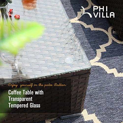 Phi Villa Outdoor Furniture Set Wicker Patio Sectional Sofa With Tea Table And Ottoman (10 Piece, Blue) #TOP5