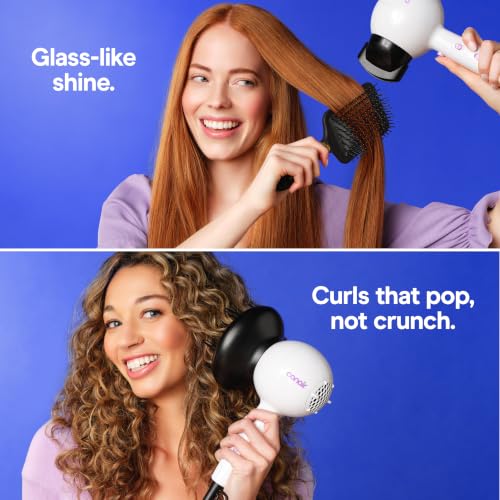 Image of Conair Cake Pop Hair Dryer with Diffuser & Concentrator Attachments, Blow Dryer, Hair Dryers for Women, Tourmaline Ceramic Technology, 3 Heat /2 Speed Settings, Compact Hair Dryer w /Concentrator, White