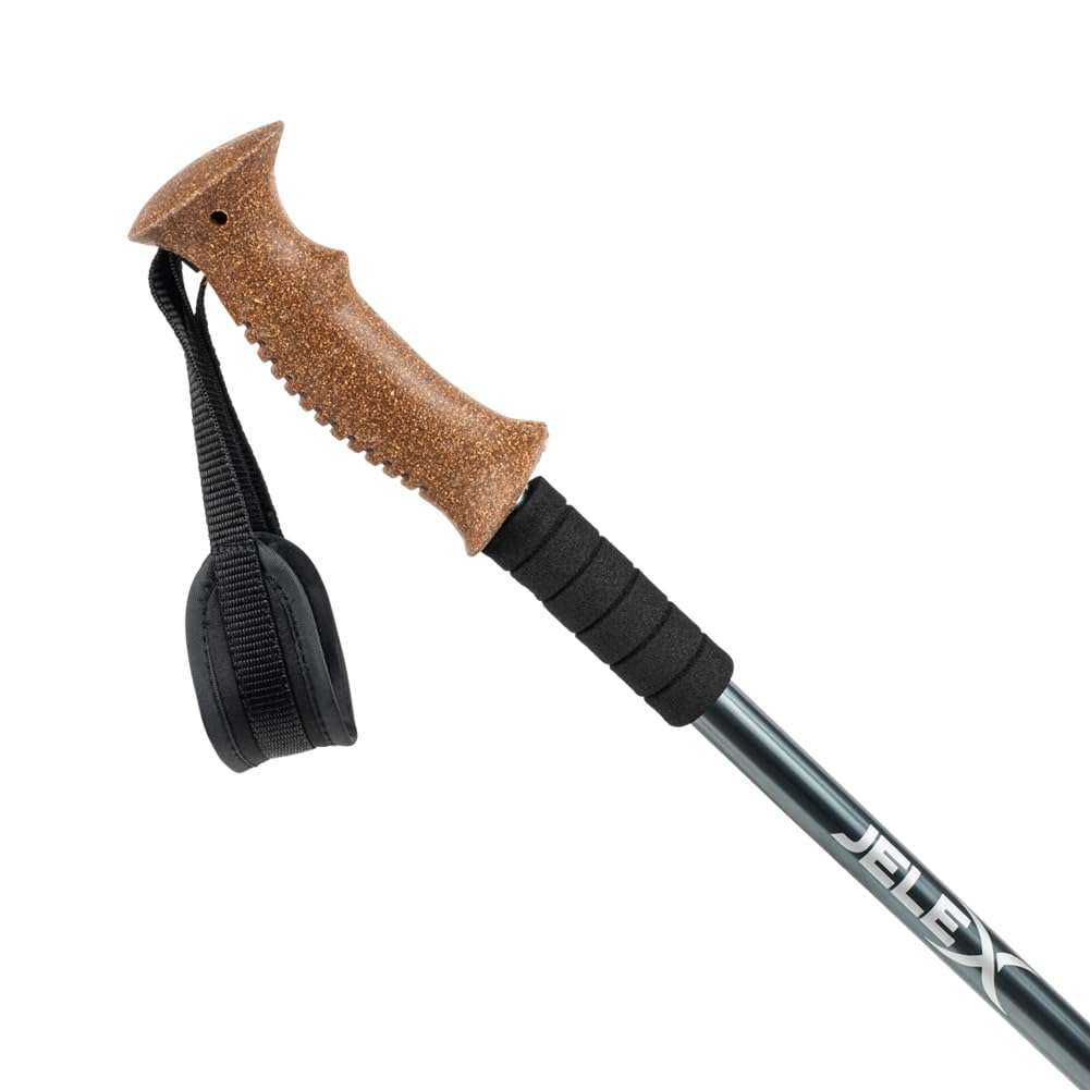 JELEX Bâtons de marche télescopiques Nature pour marche nordique réglables avec divers embouts pour les activités de plein air, bâtons de randonnée ultra légers avec technologie anti-choc