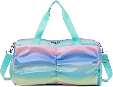 Colorful Women Gym Bag Travel Fitness Bags for Shoes Outdoor Shoulder Sports Student Bag Daily Dry Wet Handbags Duffel Yoga PackBlue