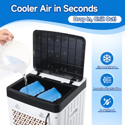 4PCS Ice Packs for Swamp Cooler, Ice Blocks for Portable Air Conditioner Fan, Long-Lasting Reusable Freezer Packs for Quick Cooling, Portable Freezer Blocks for Home and Outdoor Use, 5.5x3.4x0.9 Inch - Thumbnail 2