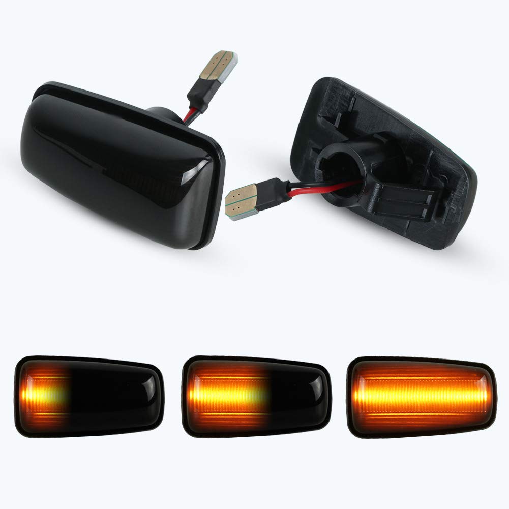 OZ-LAMPE LED Dynamic Indicator Lights for Peugeot 106 II 306 406 806 Expert Partner, Dynamic Turn Signal Light for Citroen Berlingo Jumpy Saxo Xantia/XM/Xsara/ZX Fiat, LED Side Marker Light, Smoked