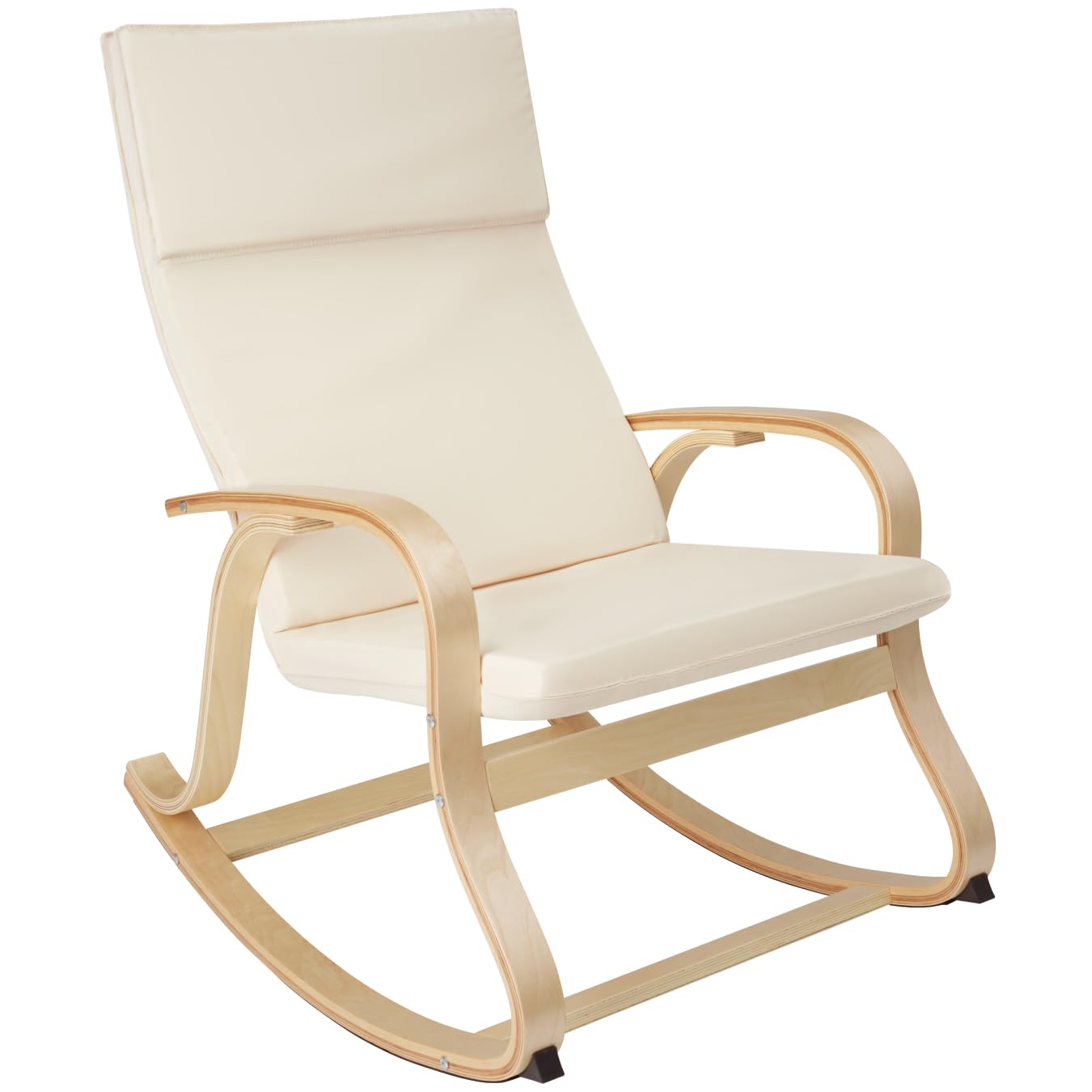 tectake 801034 - Mecedora Roca de Madera de Abedul 150kg, Silla Mecedora, Oscilante, Sillón Ergonómico para Balanceo (Beige)