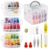 187 Pcs Embroidery Thread Floss Kit, 150 Colors Cross Stitch Threads Friendship Bracelet String and 37pcs Tools kit for Friendship Bracelets Arts DIY Crafts with 3-Tier Transparent Organizer Box