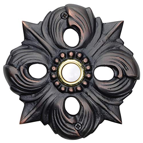 Best Deal 🛒 Waterwood Solid Brass Avalon Doorbell in Oil Rubbed Bronze - Wired & Illuminated Push Button from Environmentally Friendly Recycled Material