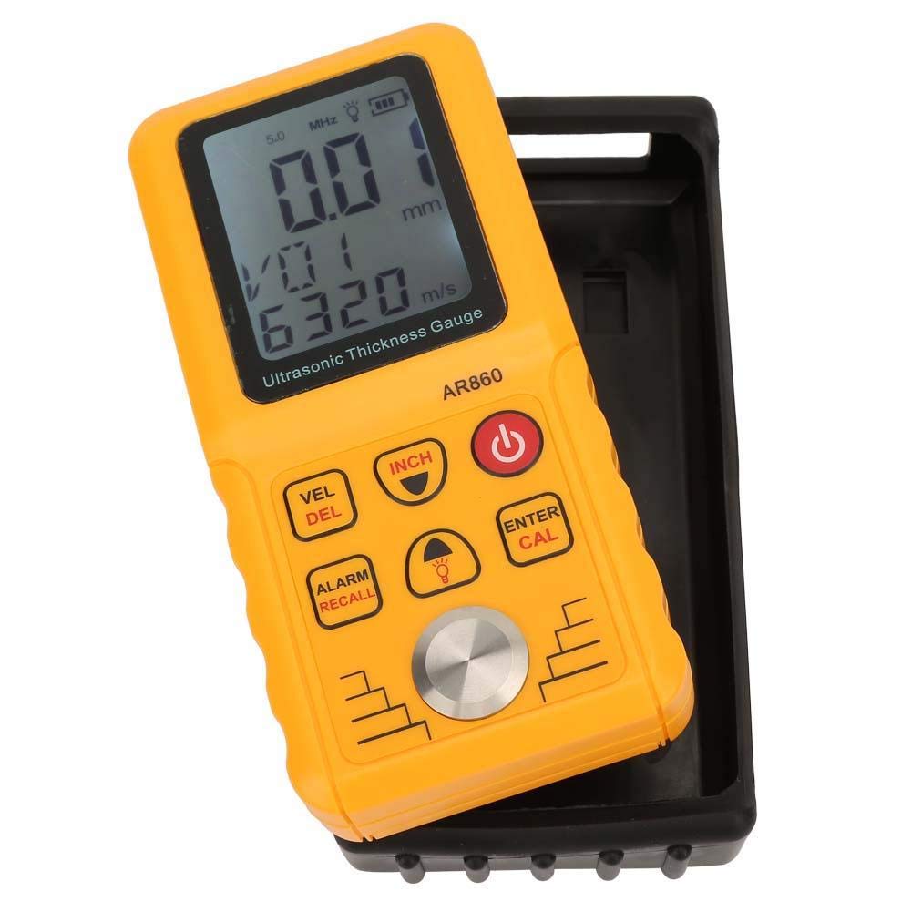 Ultradźwiękowy miernik grubości, cyfrowy miernik grubości podświetlenia LCD AR860, pomiar metalu, plastiku, ceramiki, materiału Glas12, zakres od 1,0 do 300,0 mm
