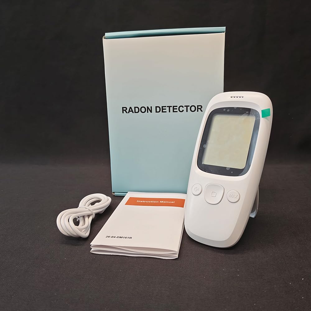 DM161 Rilevatore di Radon Monitor con display pCi/L, nero | Media a lungo e breve termine, AA o ricaricabile, leggero e portatile, uso domestico, scuola e ufficio