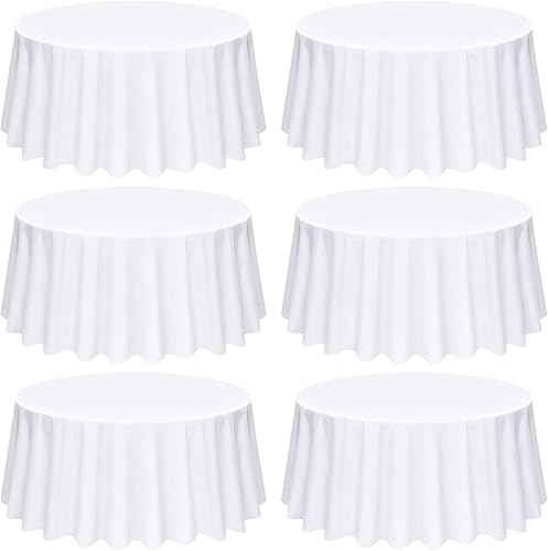 Miniatura 162 de Pesonlook Paquete de 4 manteles redondos blancos de 90 pulgadas, mantel de poliéster para mesas redondas, mantel lavable, resistente a las manchas