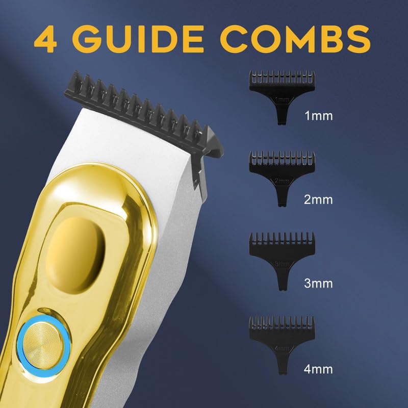 Image of Solimpia Ht-6030 Men'S Digital Display Dual Motor Power 0Mm Professional Cordless Hair Clipper Cutter Wireless Hair Grooming Set Beard Trimming Beard Styling Li-Ion Battery 1000Mah 90 Min Runtime,Gold