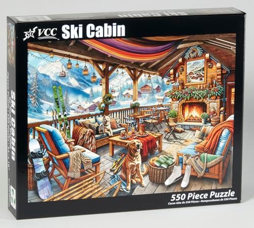Ski Cabin Jigsaw Puzzle 550 Piece by Vermont Christmas Company - Large Pieces - Fully Interlocking & Randomly Shaped Pieces - 24" x 18" image 5