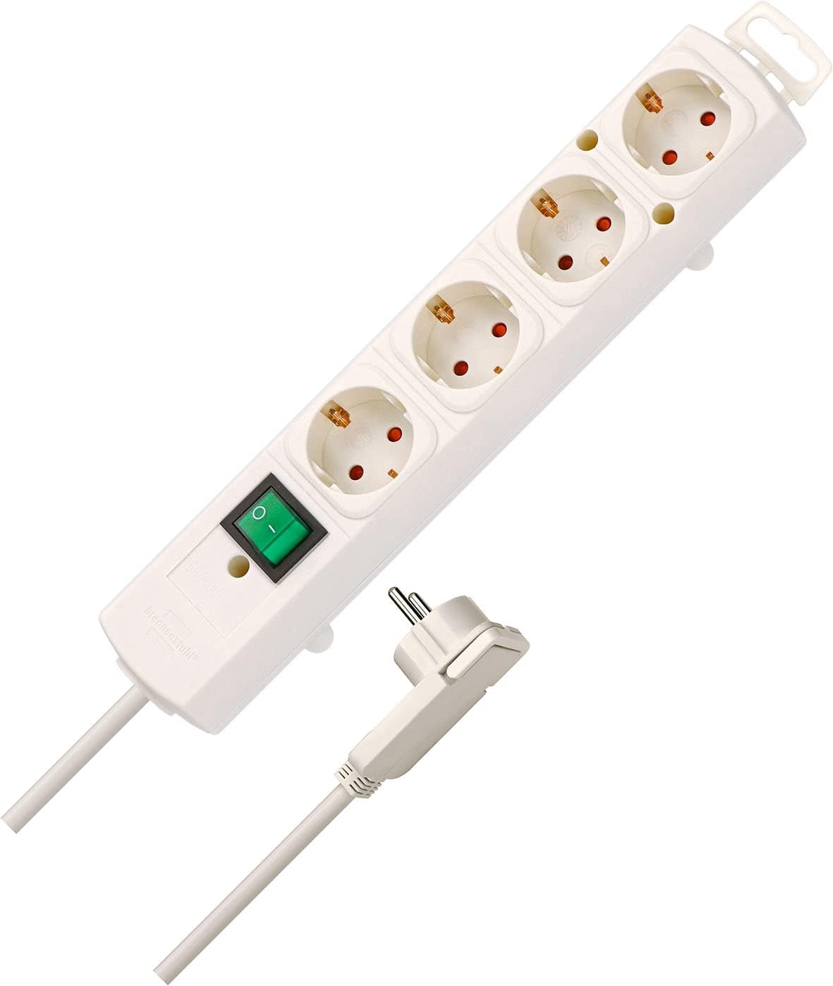 Brennenstuhl Comfort-Line Plus 4-way power strip (with flat plug, switch, extra wide sockets), 250V, white, 2m cable