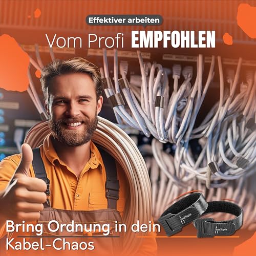 Kabelbinder Wiederverschließbar (50 Stk.),Perfektes Kabelmanagement mit dem Kabelbinder Klett, Klett Kabelbinder verlängerbar (150mm pro Klettband), Cable Ties lösbar und Wiederverwendbar I ToolTopia