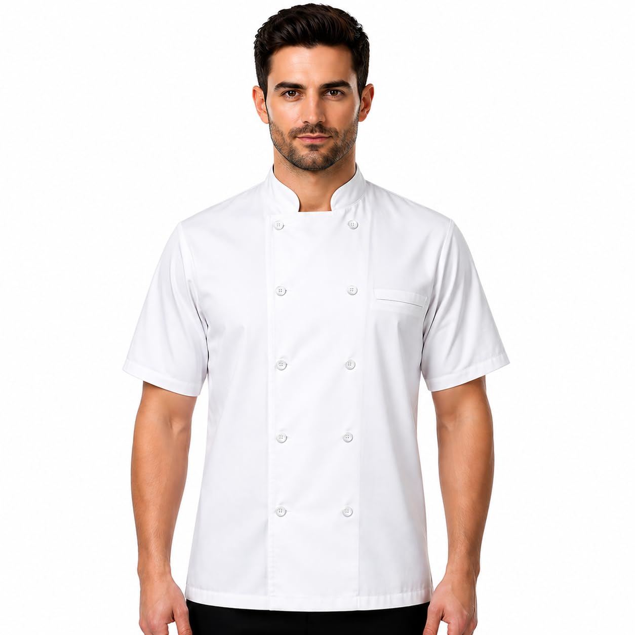 Kodenipr Club Mens Womens White Chef Coat, Half Sleeves, Poly/Cotton, Plain Size (Medium(38))-image-13